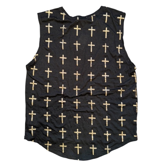 NWOT Black Cross Muscle Tee - Picture 4 of 7
